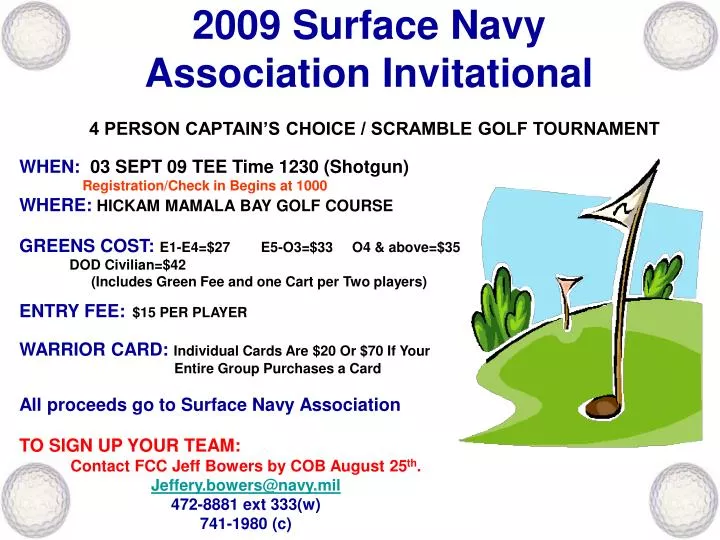 2009 surface navy association invitational 4 person captain s choice scramble golf tournament
