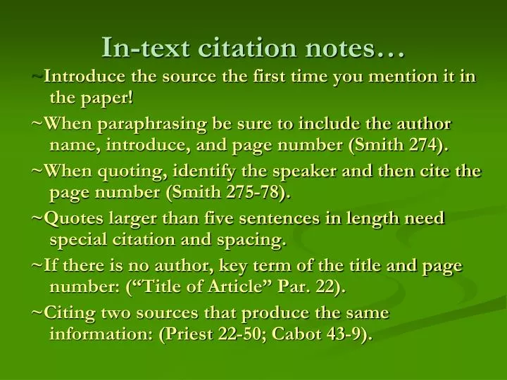 in text citation notes