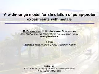 A wide-range model for simulation of pump-probe experiments with metals