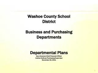 Washoe County School District Business and Purchasing Departments Departmental Plans