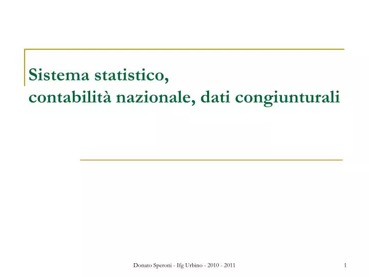 sistema statistico contabilit nazionale dati congiunturali