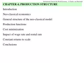 Introduction Neo-classical economics General structure of the neo-classical model