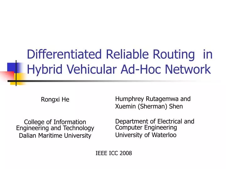 differentiated reliable routing in hybrid vehicular ad hoc network