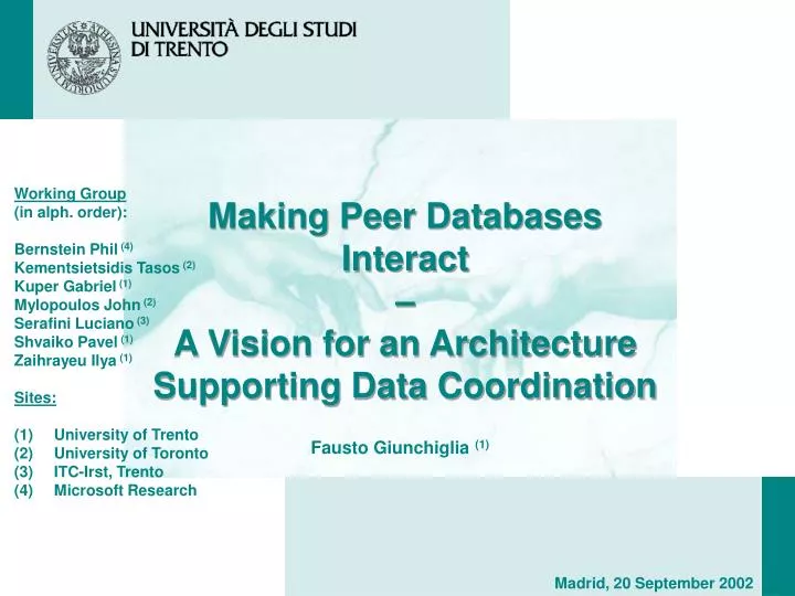 making peer databases interact a vision for an architecture supporting data coordination