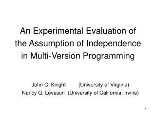 an experimental evaluation of the assumption of independence in multi version programming