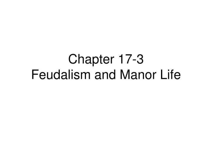 chapter 17 3 feudalism and manor life