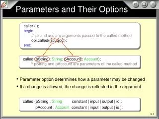 Parameters and Their Options