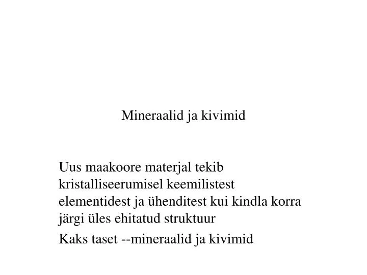 mineraalid ja kivimid