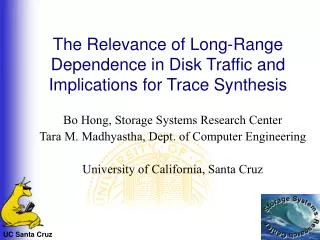 The Relevance of Long-Range Dependence in Disk Traffic and Implications for Trace Synthesis