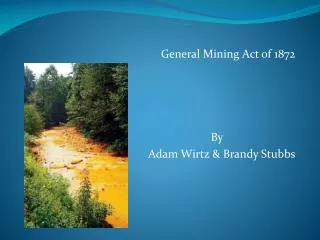 General Mining Act of 1872 By Adam Wirtz &amp; Brandy Stubbs
