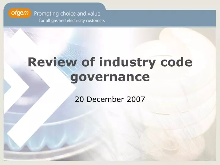 review of industry code governance
