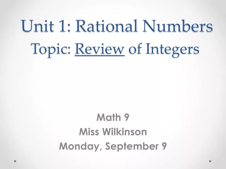 unit 1 rational numbers