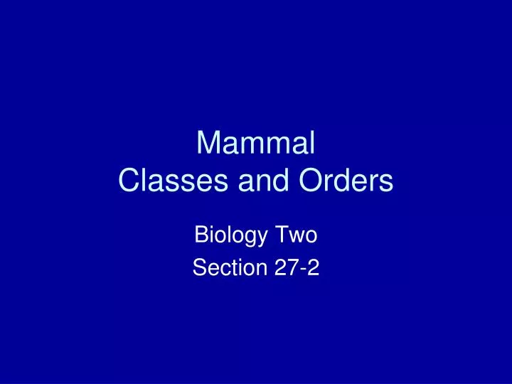 mammal classes and orders