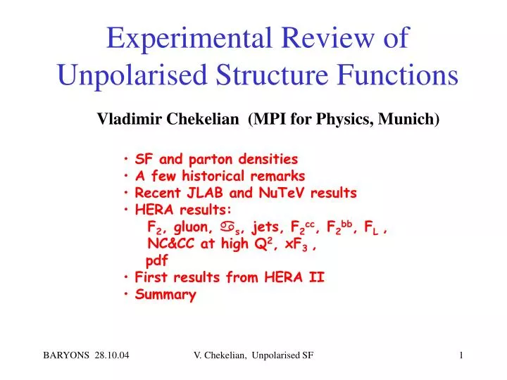 experimental review of unpolarised structure functions