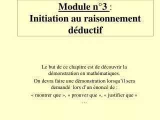 module n 3 initiation au raisonnement d ductif