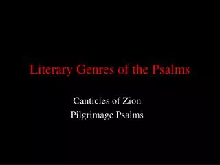 Literary Genres of the Psalms