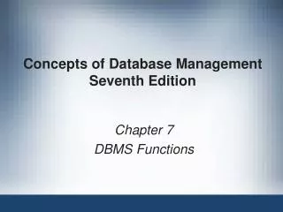 Concepts of Database Management Seventh Edition