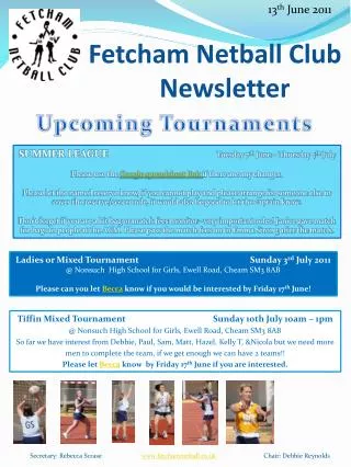 Fetcham Netball Club Newsletter