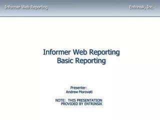 Informer Web Reporting Basic Reporting