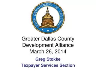 Greater Dallas County Development Alliance March 26, 2014