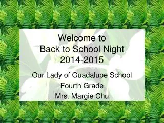 Welcome to Back to School Night 2014-2015