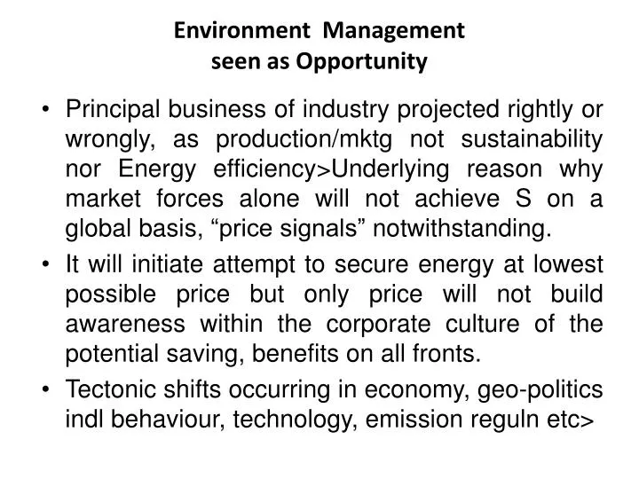 environment management seen as opportunity