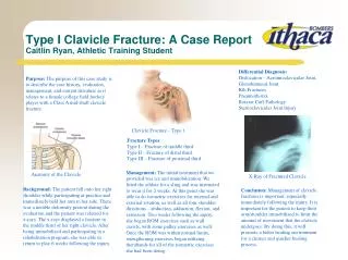 Type I Clavicle Fracture: A Case Report Caitlin Ryan, Athletic Training Student
