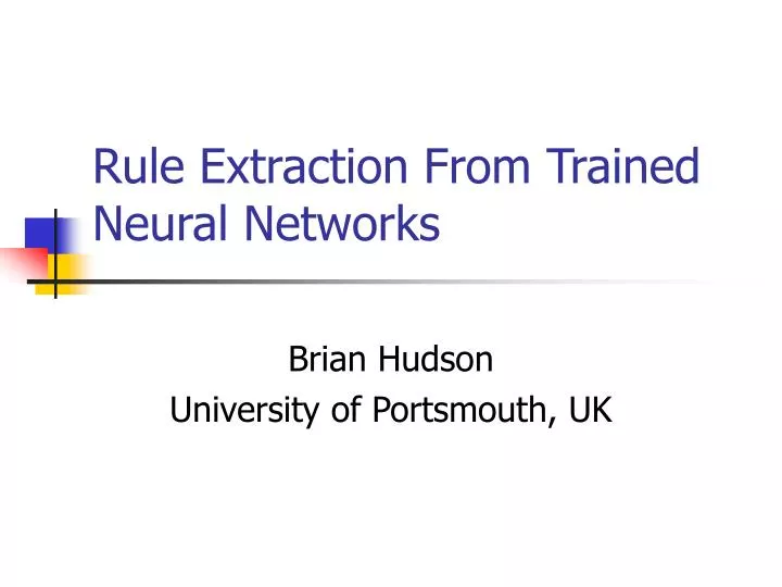 rule extraction from trained neural networks