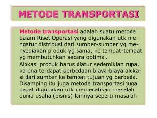 metode transportasi