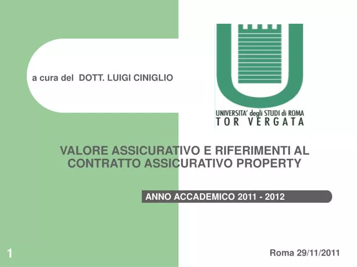 valore assicurativo e riferimenti al contratto assicurativo property