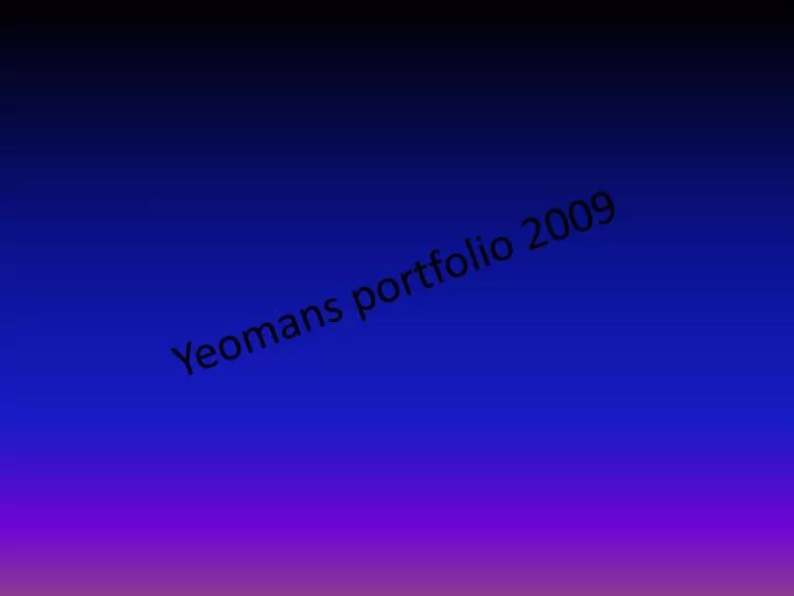 yeomans portfolio 2009