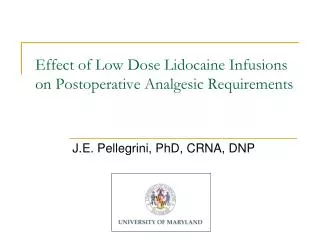 Effect of Low Dose Lidocaine Infusions on Postoperative Analgesic Requirements
