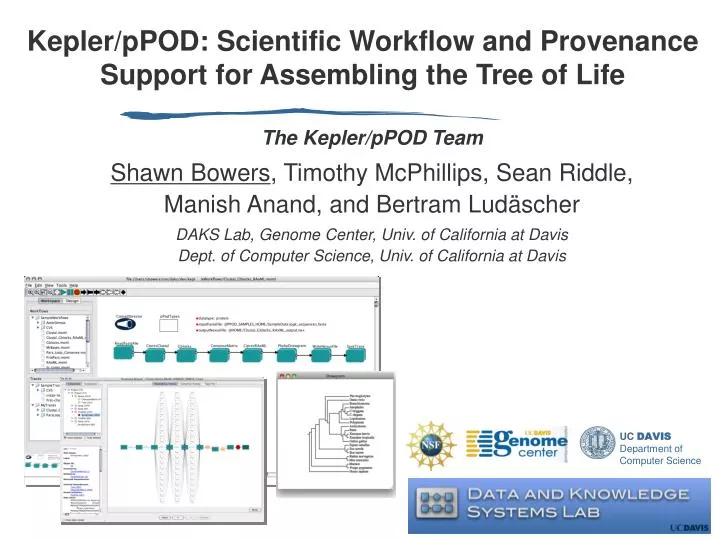 kepler ppod scientific workflow and provenance support for assembling the tree of life