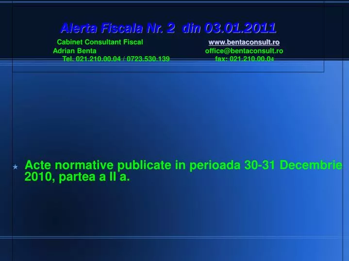acte normative publicate in perioada 30 31 decembrie 2010 partea a ii a