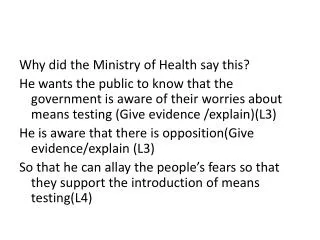 Why did the Ministry of Health say this?
