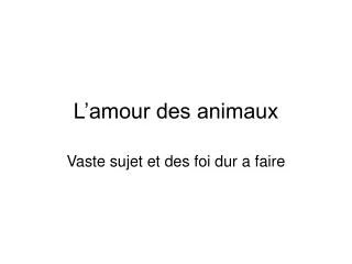l amour des animaux