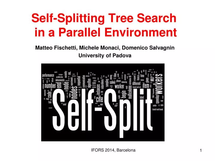 self splitting tree search in a parallel environment