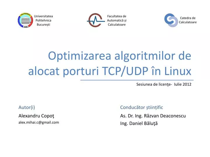 optimizarea algoritmilor de alocat porturi tcp udp n linux
