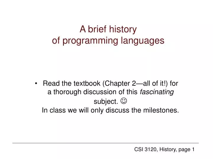 a brief history of programming languages