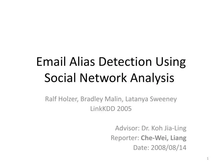email alias detection using social network analysis