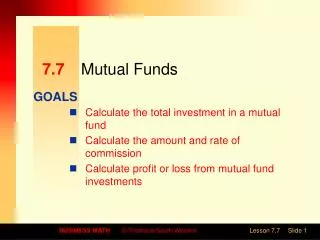 7.7 	Mutual Funds