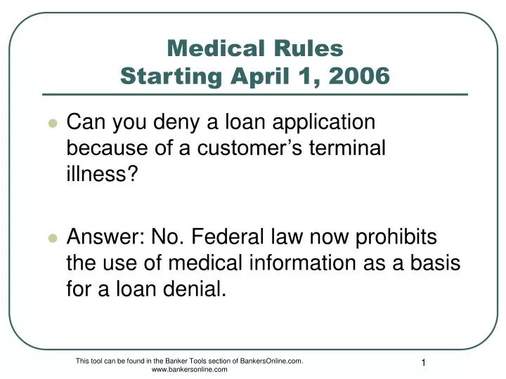 medical rules starting april 1 2006