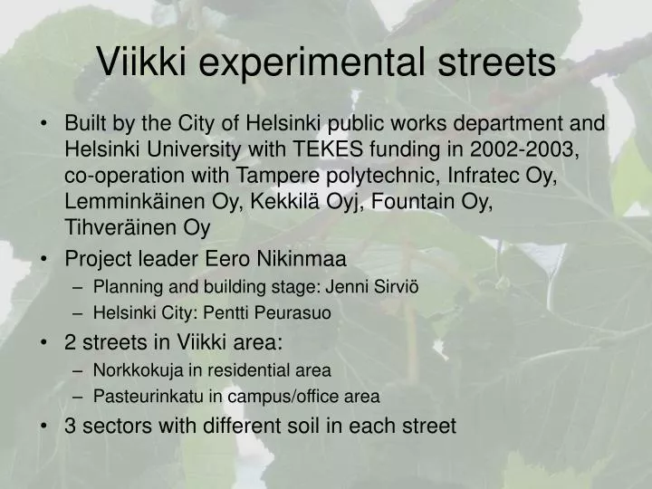 viikki experimental streets