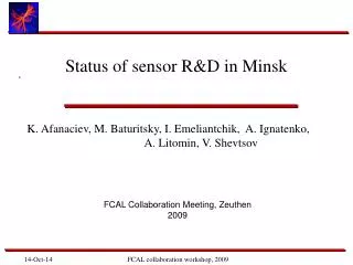 Status of sensor R&amp;D in Minsk