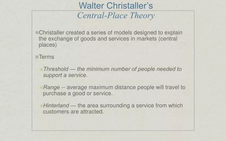 walter christaller s central place theory