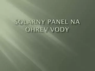 solarny panel na ohrev vody