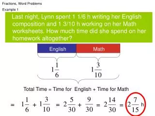 Fractions, Word Problems