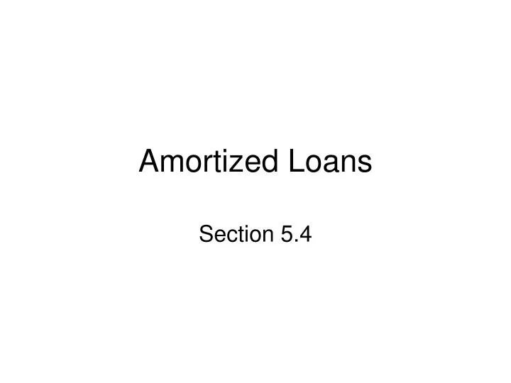 amortized loans