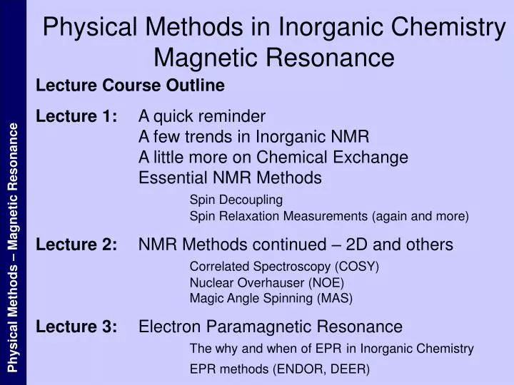 physical methods in inorganic chemistry magnetic resonance