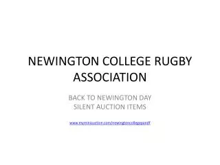 NEWINGTON COLLEGE RUGBY ASSOCIATION